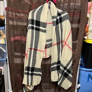 Chic Checkered Scarf in Cream, Black, and Red